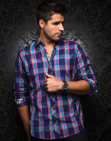 Contemporary Dress Shirt- Medicci Navy Multi