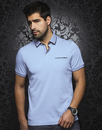 Au Noir Polo | Mercury Light Blue