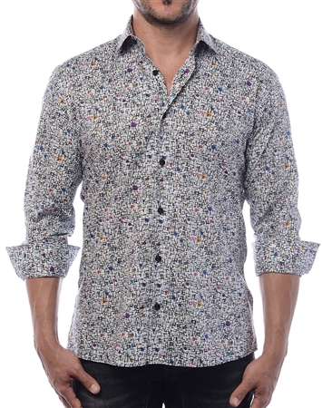 Men's Modern Dress Shirt - Luxury Geometric Print Dress Shirt