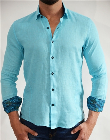 Beautiful Aqua Linen Shirt