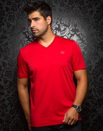 Sporty V-Neck Shirt - Red T-Shirt