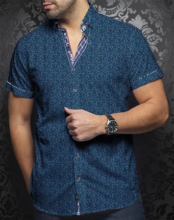 Au Noir Shirt Miquel Navy Turquoise