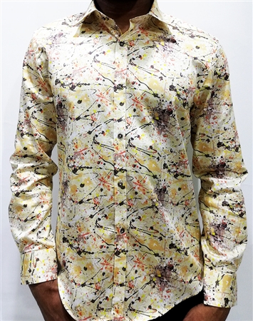 Amazing New Dress Shirt - Yellow Paint Splatter Digital Print