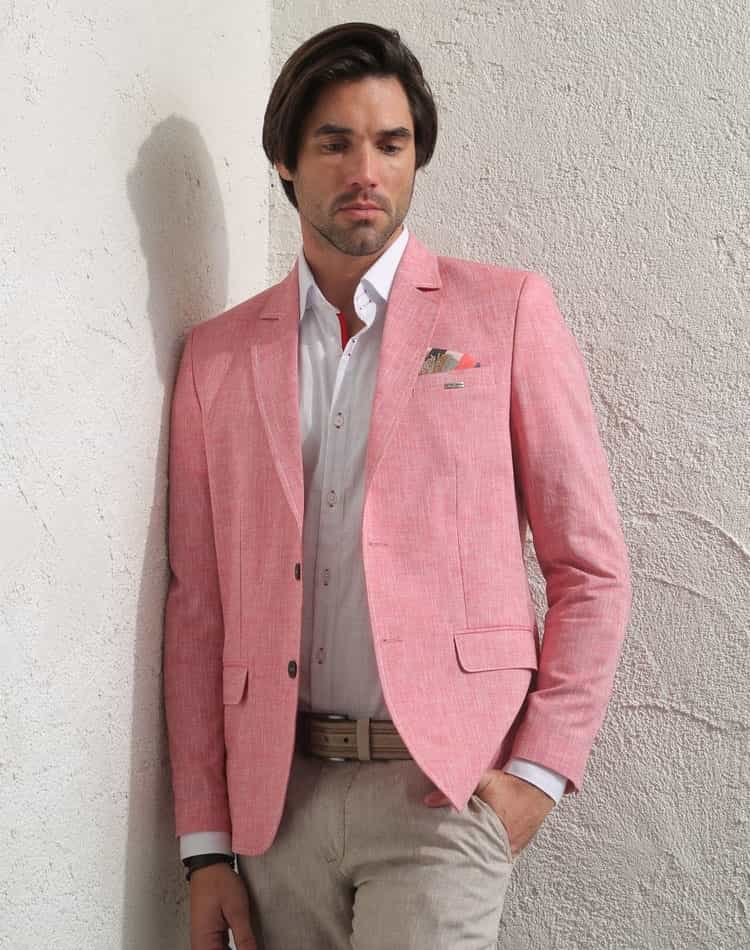 Shop Men: Linen Sport Coat | Salmon Pink Jacket | Free Shipping- Mondo  Blazer