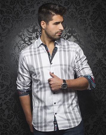 Men's Fashion Shirt:  Monteverde White Black