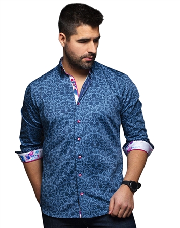 Men fashion button up shirt  | indigo