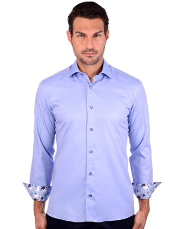 Electrifying Blue Men’s Designer Dress Shirt