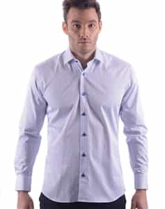 Woven Shirt: Blue Long Sleeve Woven