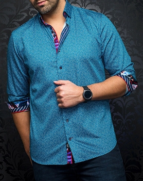 Men fashion button up shirt  |teal