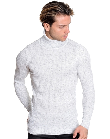 European Fashion Turtleneck Sweater - White Melange