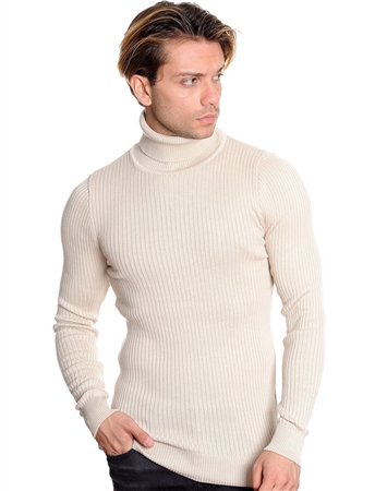 European Fashion Turtleneck Sweater - Light Beige