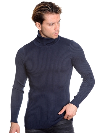 Luxury Fashion Turtleneck Sweater - Navy
