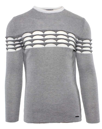 White and Gray Designer Knit Shirt