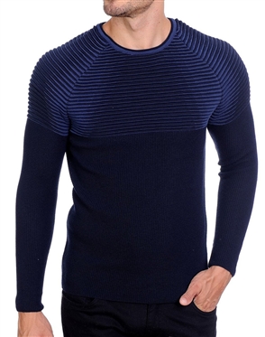 European Fashion Lightweight Knitwear Sweater - Navy Blue