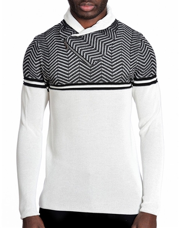 European Fashion Lightweight Knitwear Sweater - White and black