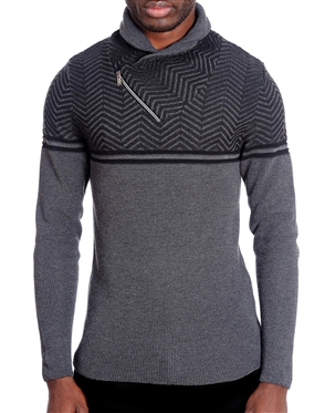 European Fashion Lightweight Knit Sweater - Grey and black