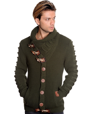 Designer European Sweater In Olive Green