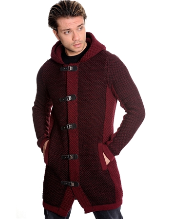 Modern Men's Fashion Coat Burgundy