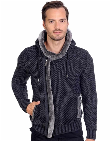 Black Men's Knit Cardigan Sweater