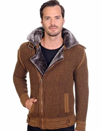 Camel Men's Knit Cardigan Sweater