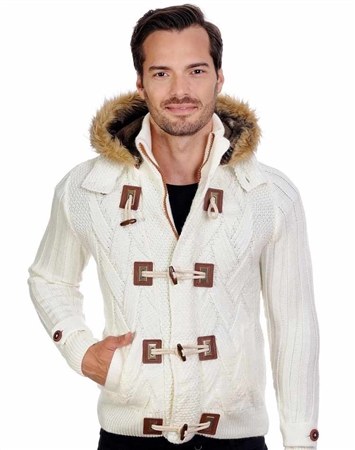 White Men's knit Cardigan sweater