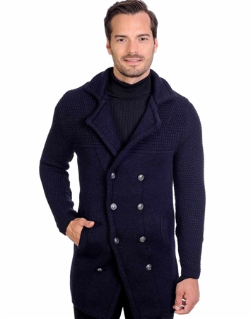 Navy Men's knit Cardigan sweater