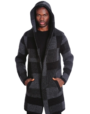 Black And Grey Men's knit Hood sweater