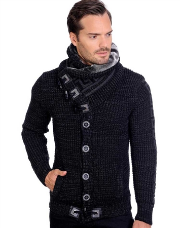 Black And Smoke Men's knit Cardigan sweater