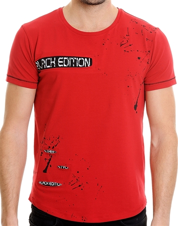 LCR Black Collection Red Fashion T-Shirt | Paint Splatter Designer T-Shirt