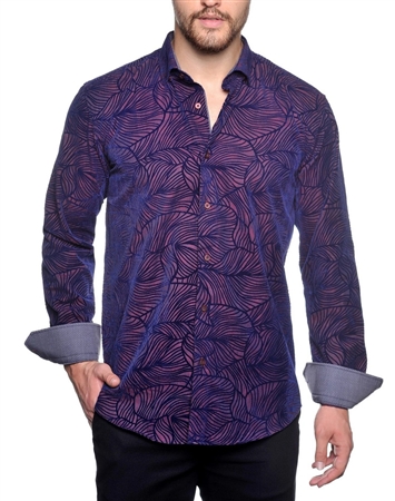 Navy and Burgundy Shirt - Men Casual Shirt