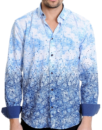 Blue Beach Pattern Shirt - Men Casual Shirt