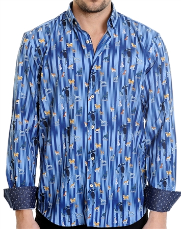 Navy Paint Pattern Shirt - Men Casual Shirt