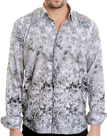 Floral Pattern Grey Shirt - Men Casual Shirt