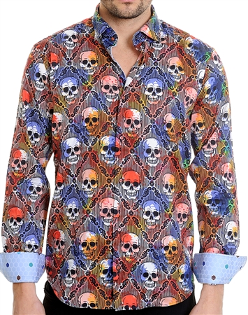 Multi Skull Pattern Shirt - Men Casual Shirt