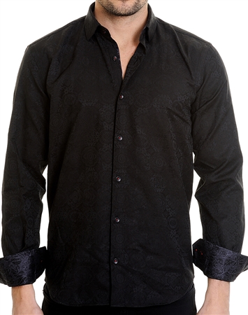 Floral Pattern Black Shirt - Men Casual Shirt