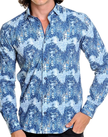 Hip new blue designer dress shirt