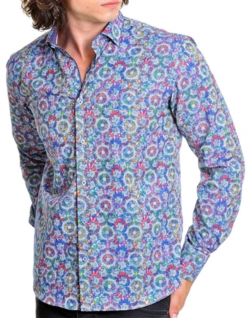 Floral multi-colored mend dress shirt