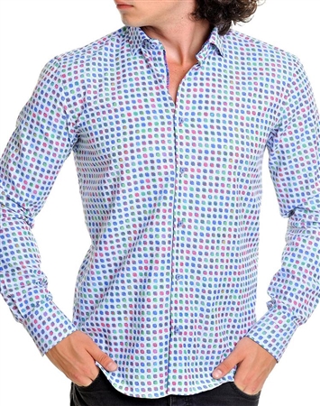 Designer Shirt- Dot Print Long Sleeve Shirt