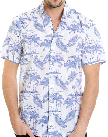 White Beach Pattern Shirt - Designer Dress Shirt