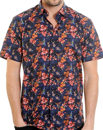 Multi-Colored Floral Pattern Shirt - Men Casual Shirt