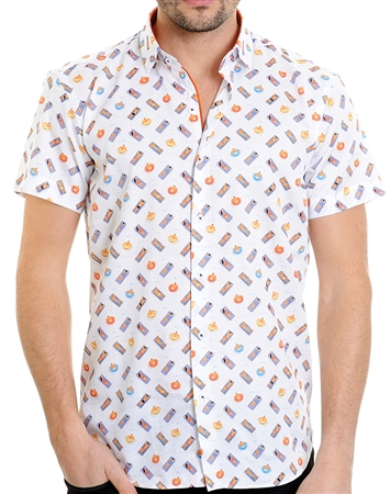 Stylish Beach Print Woven - Luxury Short Sleeve Woven