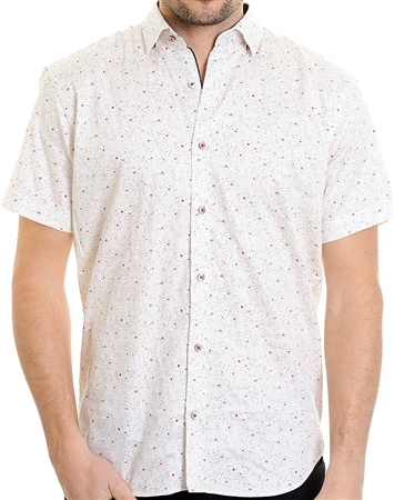 Beige Dotted Pattern Shirt - Luxury Short Sleeve Woven