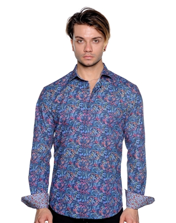 Elegant Floral Dress Shirt - Men Casual Shirt