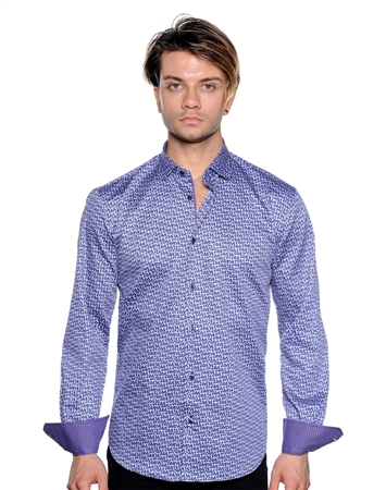 Purple Geometric Print Shirt - Luxury Sport Shirt