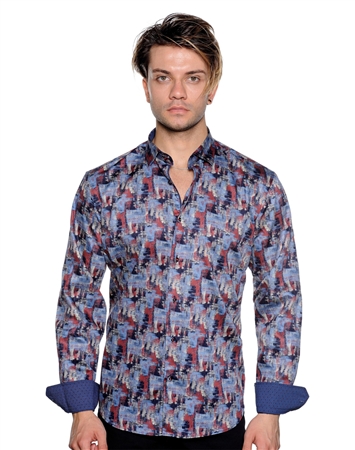 Gradient Abstract Pattern Shirt - Men Casual Shirt