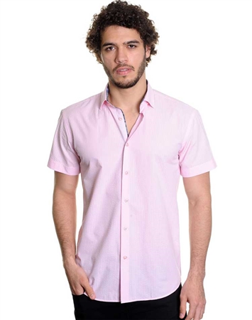 Pink Shirt - Men Casual Shirt - Men Short Sleeve Shirt