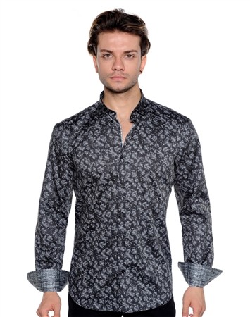 Black Abstract Print Shirt - Men Casual Shirt