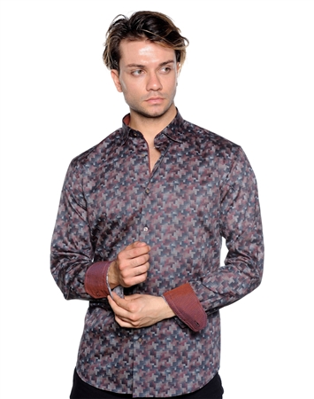 Burgundy Slim Fit Dress Shirt