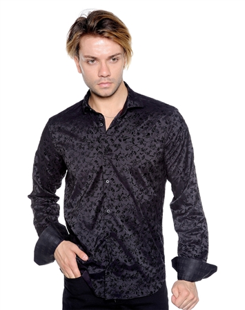 Tone-On-Tone Floral Jacquard Shirt - Men Casual Shirt