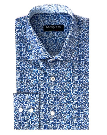 Slim Fit Blue Floral Button Down